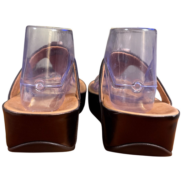 Fitflop Pietra Sandals Women 41/US9 Brown Jeweled Leather Thong Slides Comfort - Picture 7 of 16